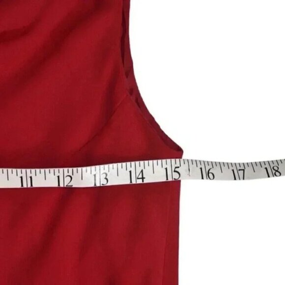 Vintage Jones New York Red  Midi Dress Cowl Neck Formal Front Slit Size 6 - Picture 8 of 9